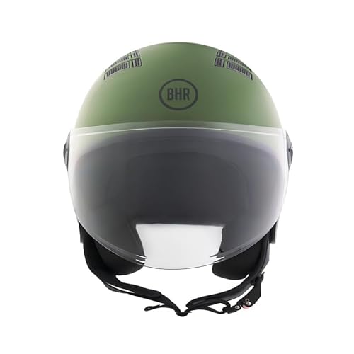 Bhr Casco Demi-Jet 834 Flow - Casco Scooter Estivo Omologato Ece 22.06 Con 16 Fori Di Aerazione - Casco Motorino Con Visiera Antigraffio E Sgancio Mic