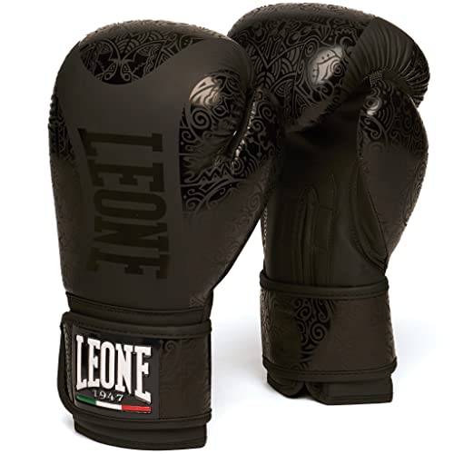Leone 1947, Guantoni Boxe Maori, Unisex – Adulto, Nero, 16 Oz, Gn070
