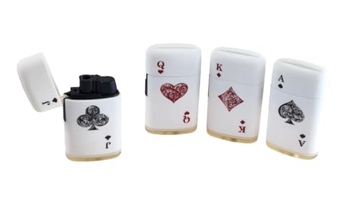 Set Di 4 Accendini Tipo Accendino A Benzina Poker Set Di Carte Da Gioco Vintage Ricaricabile