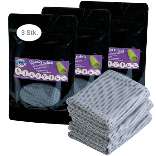 Home Point Asciugamano Rinfrescante / Refrigerante 70 X 30 Cm (3 Pezzi - Blu/Verde/Grigio) – Raffredda 2 – 4 Ore – Freddo Per Sport, Sole Bagno, Cani