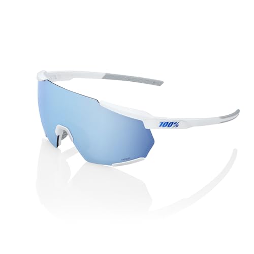 100% Occhiali Da Sole Racetrap 3.0 - Matte White - Lenti Hiper A Specchio Blu Multilayer
