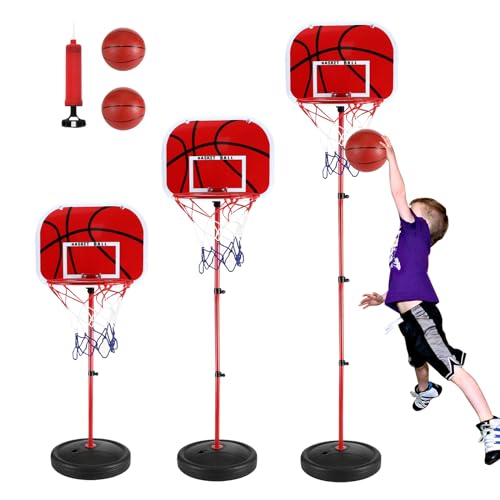 Canestro Bambini Esternocon 2 Palloni Da Basket E Una Pompa, Regolabile In Altezza, Per Bambini Dai 3 Agli 8 Anni, Per Canestri Da Basket Indoor E Out