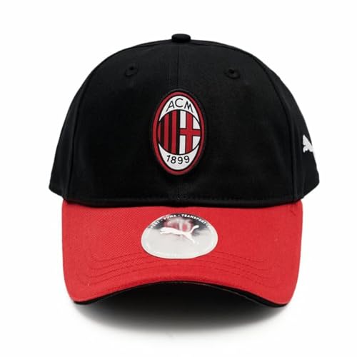 Ac Milan Cappello Con Visiera, Cappellino Estivo Classico Con Logo Ufficiale, Cappellino Uomo O Donna, Unisex, Regolabile, Regolabile, Nero/Rosso
