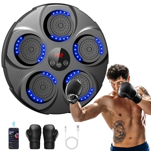 Macchina Da Boxe Musicale, Macchina Da Pugilato Elettronica Portatile Con Montaggio A Parete E Bluetooth Per Adulti E Bambini, Con Guantoni Da Pugilat