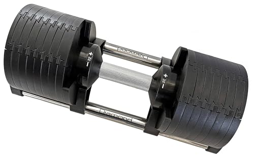 Diamond【Manubri Selezionabili 2-20/32/43 Kg + Rastrelliera】Dumbbell Regolabili A Ghiera Rapida, Pesi Palestra Casa & Pro, Impugnatura Ø35 Mm, Step Da 