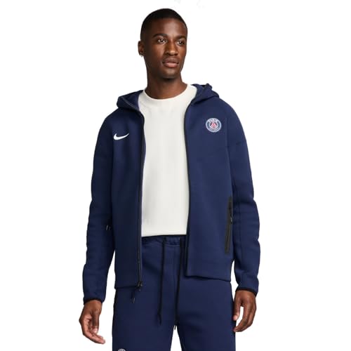 Nike Top Psg Mnk Tchflc Fzwr Hdy Esn, Midnight Navy/White, Fz7224-410, S