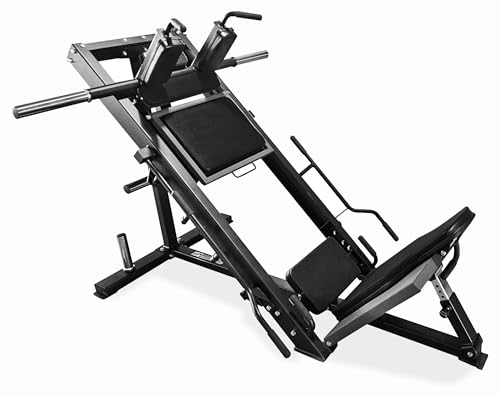Jk Fitness【Combo Leg Press 45° / Hack Squat Professionale】Pressa Gambe-Squat Machine 4 Perni Ø Foro Dischi 50 Mm, Carico Max 350 Kg, Struttura Acciaio