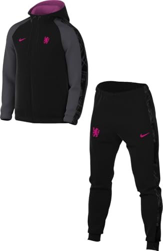 Nike Fc Chelsea Third Fz3804-010, Tuta Da Calcio In Tessuto Con Cappuccio (Uomo), Nero/Antracite/Rosa Prime, Fz3804-010, S