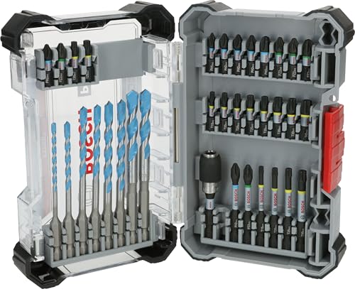 Bosch Pro Impact Mixed Set 35 Pezzi (Per Calcestruzzo, Piastrelle Morbide, 200 X 107 Mm, Accessori Professionali, Cacciavite)