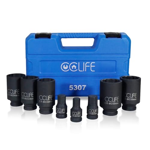 Cclife 8 Pezzi 1/2" Chiave A Bussola Impulsi Esagono Attacco Quadro 12 Punte