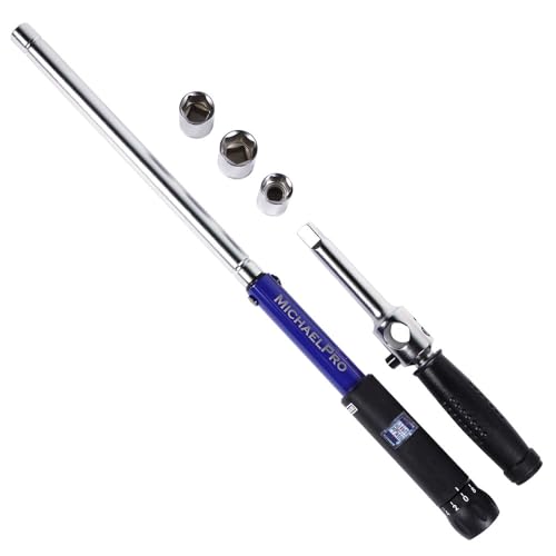 Michaelpro Mp001002 Click Through Torque Wrench – 1/2 Inch Dr With 3 Socket (11/16", 3/4", 13/16", 17-19-21 Mm) With Precise Micro Adjustment – 2 In 1