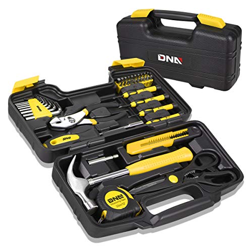 Dna Motoring Yellow 39 Pcs Portable Tool Kit Household Hand Toolbox General Repair Screwdriver Pliers Hammer Hex (Tools-00007)