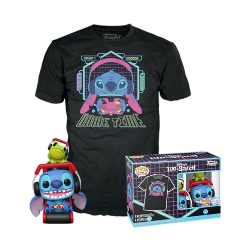 Funko Pop! & Tee: L & S - Gmr Stitch With Frog With Frog - M - Lilo And Stitch - T-Shirt, Maglietta Vestiti A Maniche Corte Con Figura In Vinile Da Co