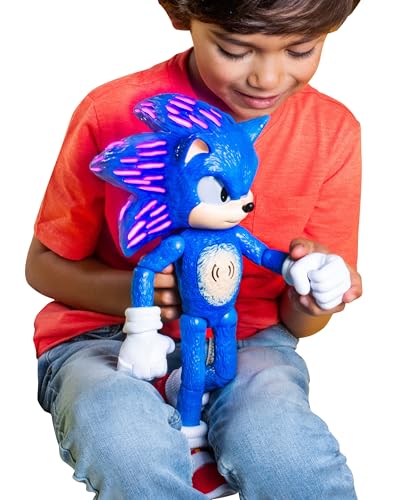 Sonic The Hedgehog 3 Action Figure - Ultimate Talking Sonic 34 Cm Con Luci E Suoni Ispirato Al Film Sonic 3, Occhi E Aculei Luminosi, Suoni Iconici Tr
