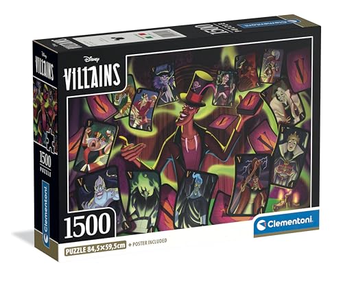 Clementoni - Puzzle 1500 Pezzi Per Adulti E Ragazzi, Special Series, Tema Disney Villains, Compact Box Con Poster Incluso, Idea Regalo Uomo E Donna, M