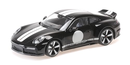 Minichamps 155062000 Porsch. 911 (992) Sport Classic Black With Stripe 2022 - Scala 1/18 - Auto In Miniatura Da Collezione
