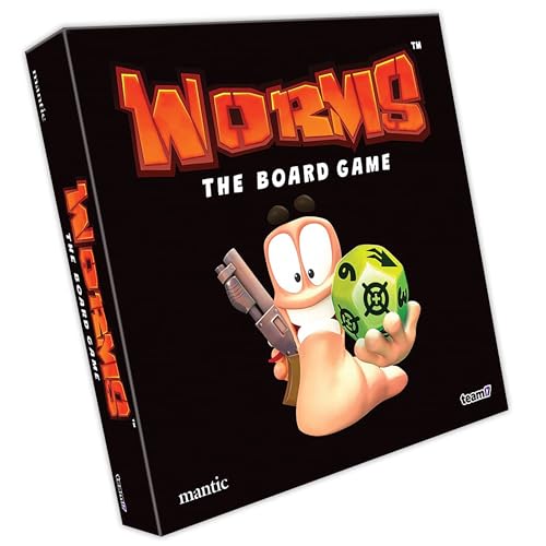 Worms: Il Gioco Da Tavolo Di Mantic Games | 2-4 Giocatori | Età 10+ | Gioco Di 45 Minuti | Include 16 Miniature Di Vermi, Piastrelle Con Mappa Esagona