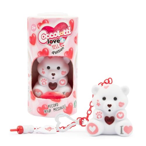 Coccolotti Love&Tell Passion - Orsetto Bianco, Con Funzione Registrazione E Portachiavi Charm, Animali Interattivi Giocattolo,Per Bambini 4 Anni +, Gi