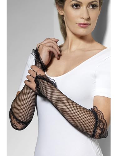 Smiffys Guanti A Rete Senza Dita Neri Con Pizzo