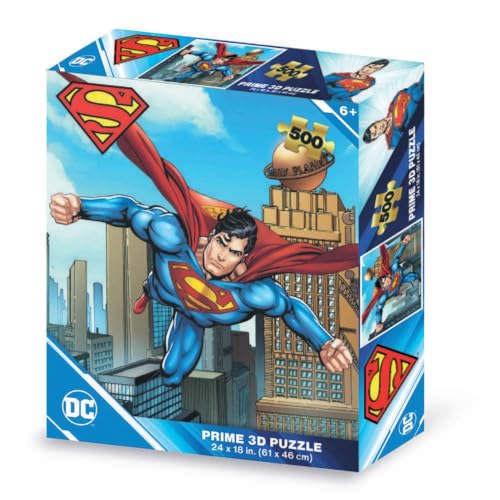 Grandi Giochi Dc Comics Superman Puzzle Lenticolare Orizzontale, Con 500 Pezzi Inclusi E Confezione Con Effetto 3D Pud03000