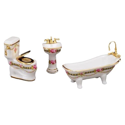 Melody Jane Casa Delle Bambole Vittoriana Rose Bagno Suite Reutter Miniatura 1:24 Mobili