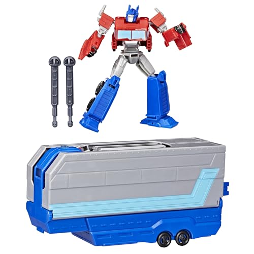 Transformers Earthspark, Optimus Prime, Playset Rimorchio Da Battaglia