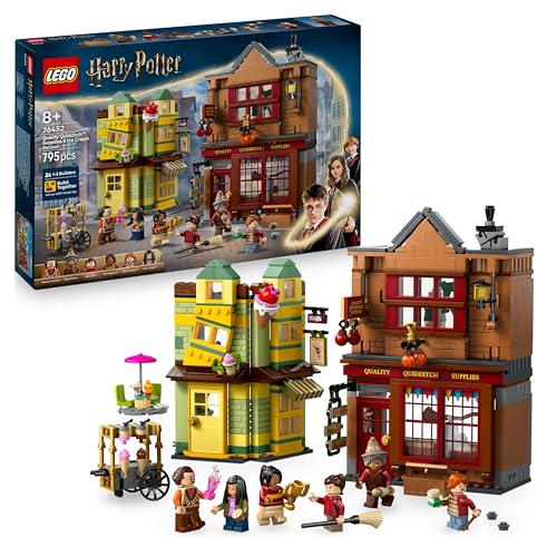 Lego Harry Potter Accessori Di Prima Qualità Per Il Quidditch E Gelateria - 2 Negozi Giocattolo Di Diagon Alley, 6 Personaggi E Accessori Come La Scop