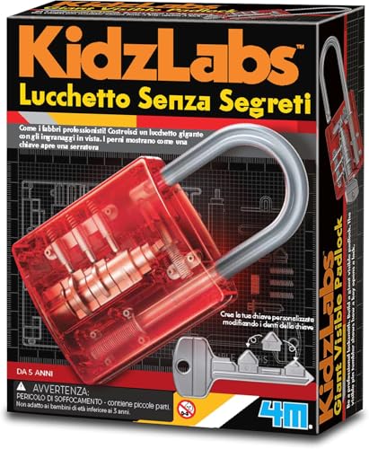 4M Kidzlabs Lucchetto Senza Segreti | Kit Educativo Stem Per Bambini 5-12 Anni | Costruisci E Comprendi Una Serratura Funzionante | Gioco Scientifico