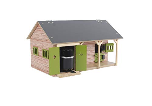 Kids Globe 610249 Horse Stable, 1:32 Scale (With 2 Horse Boxes, 1 Storage Room, Without Horses And Accessories, Horse Farm For Children, Colour Wood/G