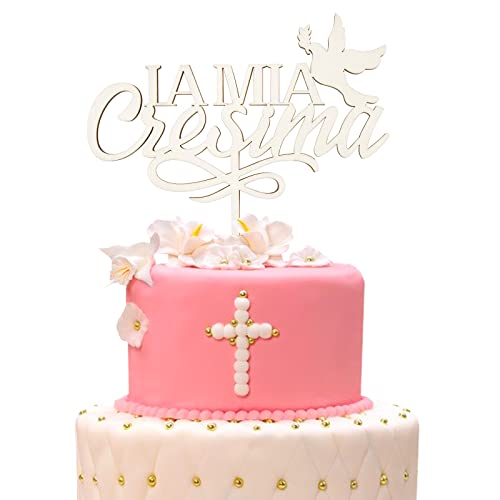 Topper Torta La Mia Cresima Legno Piccione Cake Topper Addobbi Cresima Per Bambini Decorazione Festa Battesimo Torta Cupcake Partito