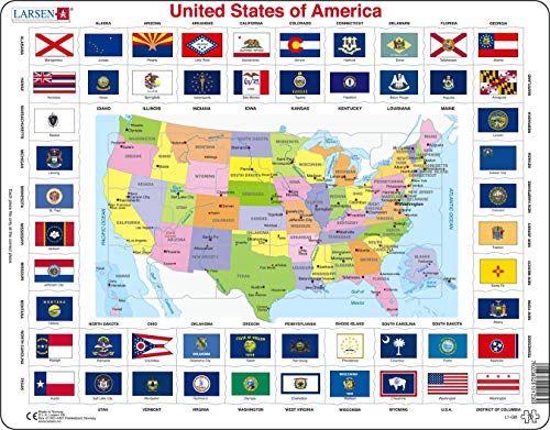 Larsen L1 Stati Uniti D'America, Edizione Inglese, Puzzle Incorniciato Con 70 Pezzi