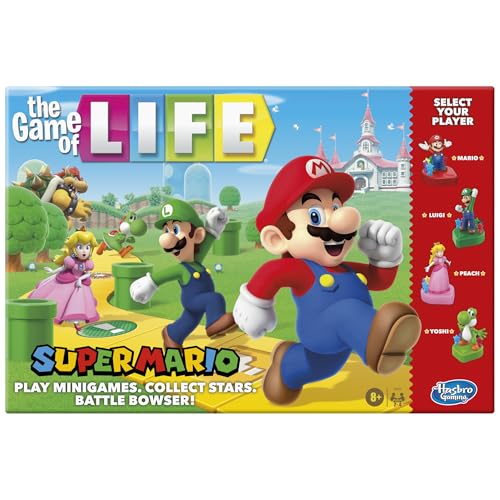 Hasbro Gaming The Game Of Life: Super Mario Edition Board Game For Kids Ages 8 And Up, Play Minigames, Collect Stars, Battle Bowser