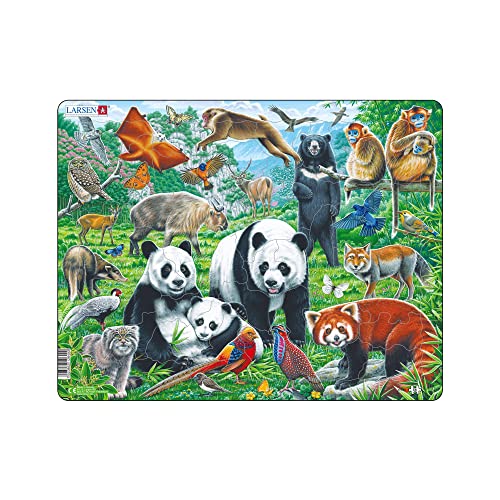 Larsen Fh43 Famiglia Di Orsi Panda Su Un Altopiano Di Montagna Della Cina, Puzzle Incorniciato Con 56 Pezzi