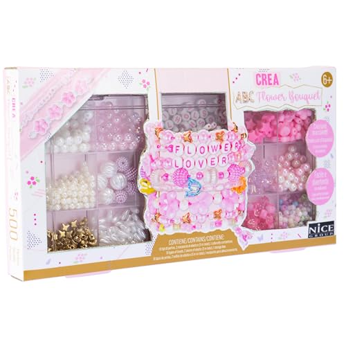 Nice Group - Perline Abc Flower Bouquet, Kit Da 500 Perline Colorate E Multiformi