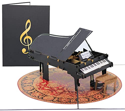 Poplife Cards Biglietto Di Auguri Popcorn Di Giorno Del Pianoforte A Padiglione Per Tutte Le Occasioni Buon Compleanno, Congratulazioni, Laurea, Music