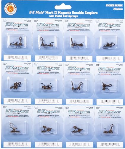Bachmann Trains E – Z Mate Mark Ii Magnetic Knuckle Couplers With Metal Coil Spring – Under Shank – Medium (12 Coupler Pairs Per Card) – Ho Scale