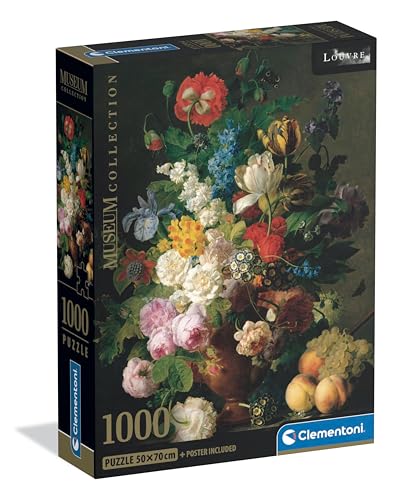 Clementoni - Puzzle 1000 Pezzi Arte Per Adulti E Ragazzi, Museum Collection, Tema Vaso Di Fiori Di Van Dal, Compact Box Con Poster Incluso, Idea Regal