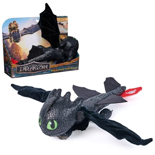 Dreamworks Dragons How To Train Your Dragon, Giocattolo Di Peluche Toothless Vola E Coccola, Drago Di Peluche Da 30,5 Cm, Giocattoli Per Bambini Dai 4