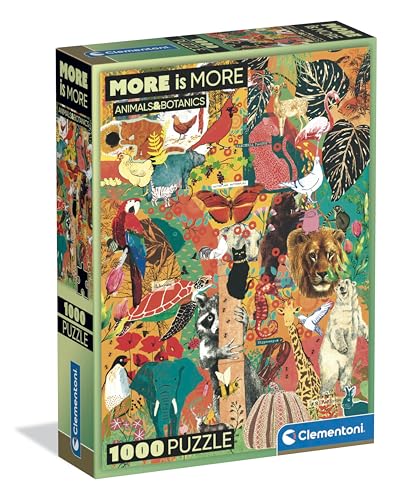 Clementoni - Puzzle 1000 Pezzi Per Adulti E Ragazzi, Special Series, Tema Massimalismo Animals & Botanics, Compact Box Con Poster Incluso, Idea Regalo
