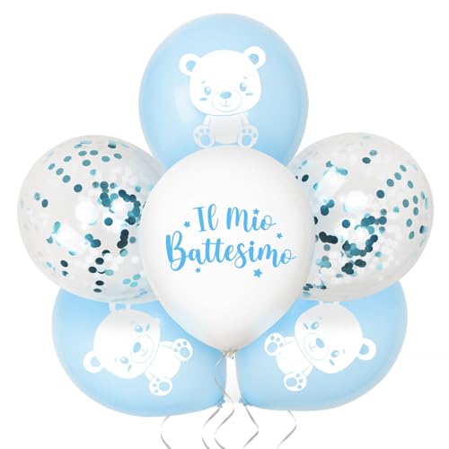 Gebetter 24Pz Palloncini Battesimo Bimbo, Scritta Il Mio Battesimo, Palloncini Orsetto Blu Bianchi Decorazione Battesimo Bambino Festa Addobbi