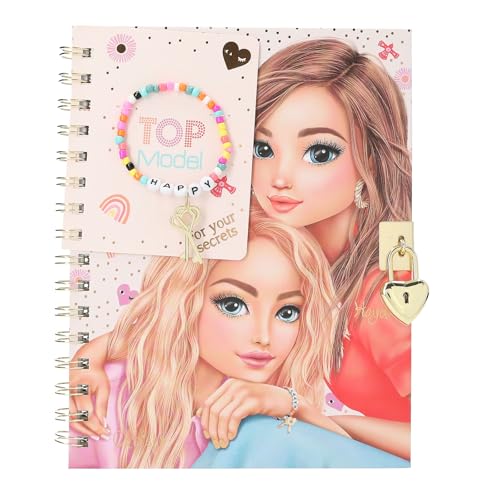 Depesche 13269 Topmodel-Diario Con Chiusura A Cuore E Braccialetto, Libro In Rosa, Con Motivo Modello, Dettagli In Oro E Pagine Foderate, Colore Pink,