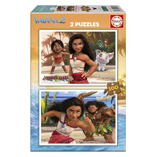 Educa - Set Di 2 Puzzles Per Bambini Con 100 Pezzi | Vaiana 2. A Partire Da 6 Anni (20103)