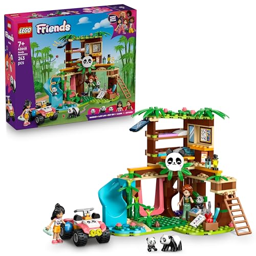 Lego Friends Il Santuario Dei Panda Giocattolo Per La Cura Degli Animali Con Casa Sull'Albero, Veicolo Atv, 2 Mini Bamboline E 3 Panda - Giochi Creati