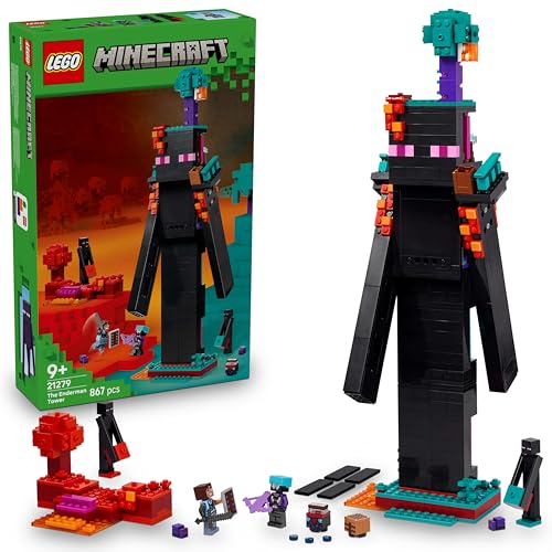 Lego Minecraft 2In1 La Torre Dell'Enderman - Giocattolo Modulare Che Si Trasforma In 2 Fortezze - Con 6 Personaggi E Portale Del Nether - Regalo Per B