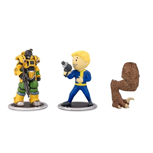 Fallout Escavatore E Vault Boy (Gun) 7,6 Cm Mini Figure Set 2-Pack Per Adulti | Include Build-A-Figure Deathclaw Piece