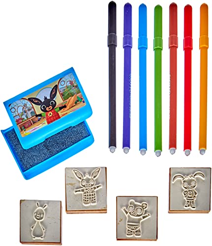 Multiprint Box 4 Timbri Per Bambini Bing, 100% Made In Italy, Set Timbrini Bimbi Personalizzati, In Legno E Gomma Naturale, Inchiostro Lavabile Atossi