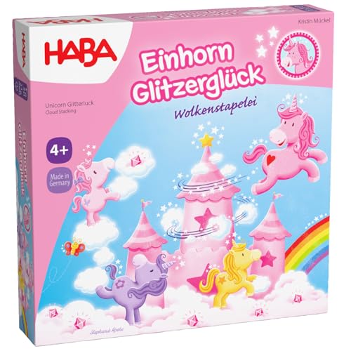 Haba- Wolkenstapelei Unicorno Glitter Fortuna – Nuvole Impilabili, Colore Rosa, 2012232001