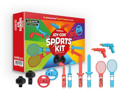 Maxx Tech Joy-Con Sports Kit For Nintendo Switch 2&1, Switch Sports, 12In1 Joy-Con Sports Kit, Nintendo Switch 2 & 1 Compatible