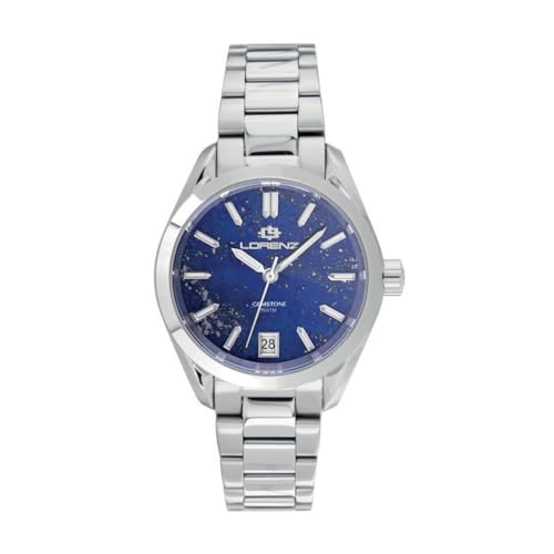 Lorenz - Ginevra Gemstone Lady 030265La - Orologio Al Quarzo Donna In Acciaio Inossidabile - Orologio Con Quadrante In Vera Pietra Naturale Lapislazzu