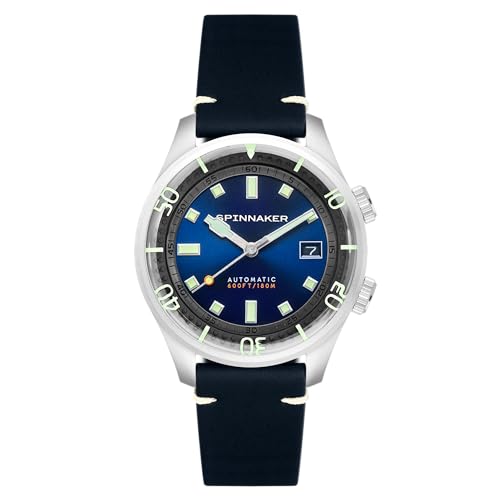 Spinnaker Mens 42Mm Bradner Automatic Atlantic Blue 3 Hands Watch With Genuine Leather Strap Sp-5062-03